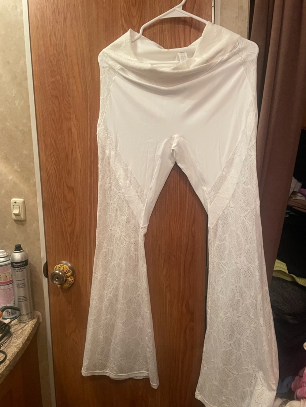 White Lace Bell Bottom Pants Halara